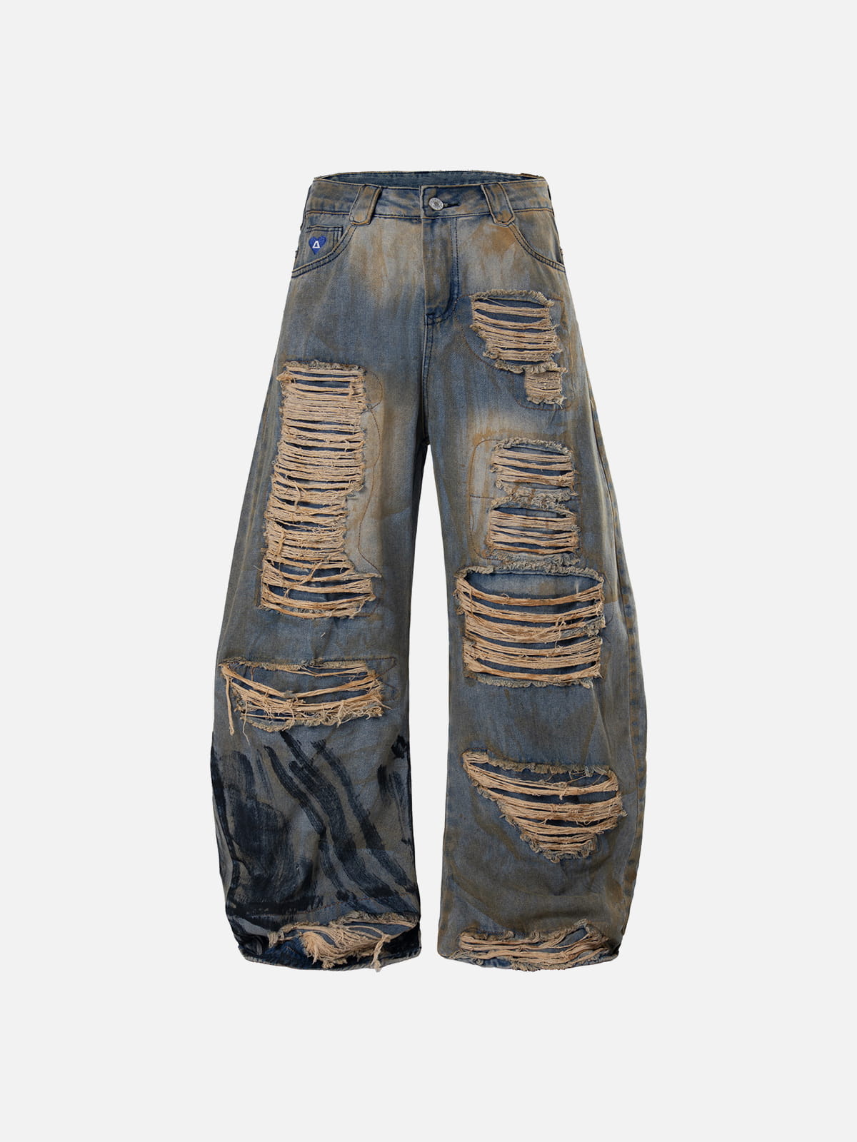 Aelfric Eden Distressed Washed Baggy Barrel Jeans