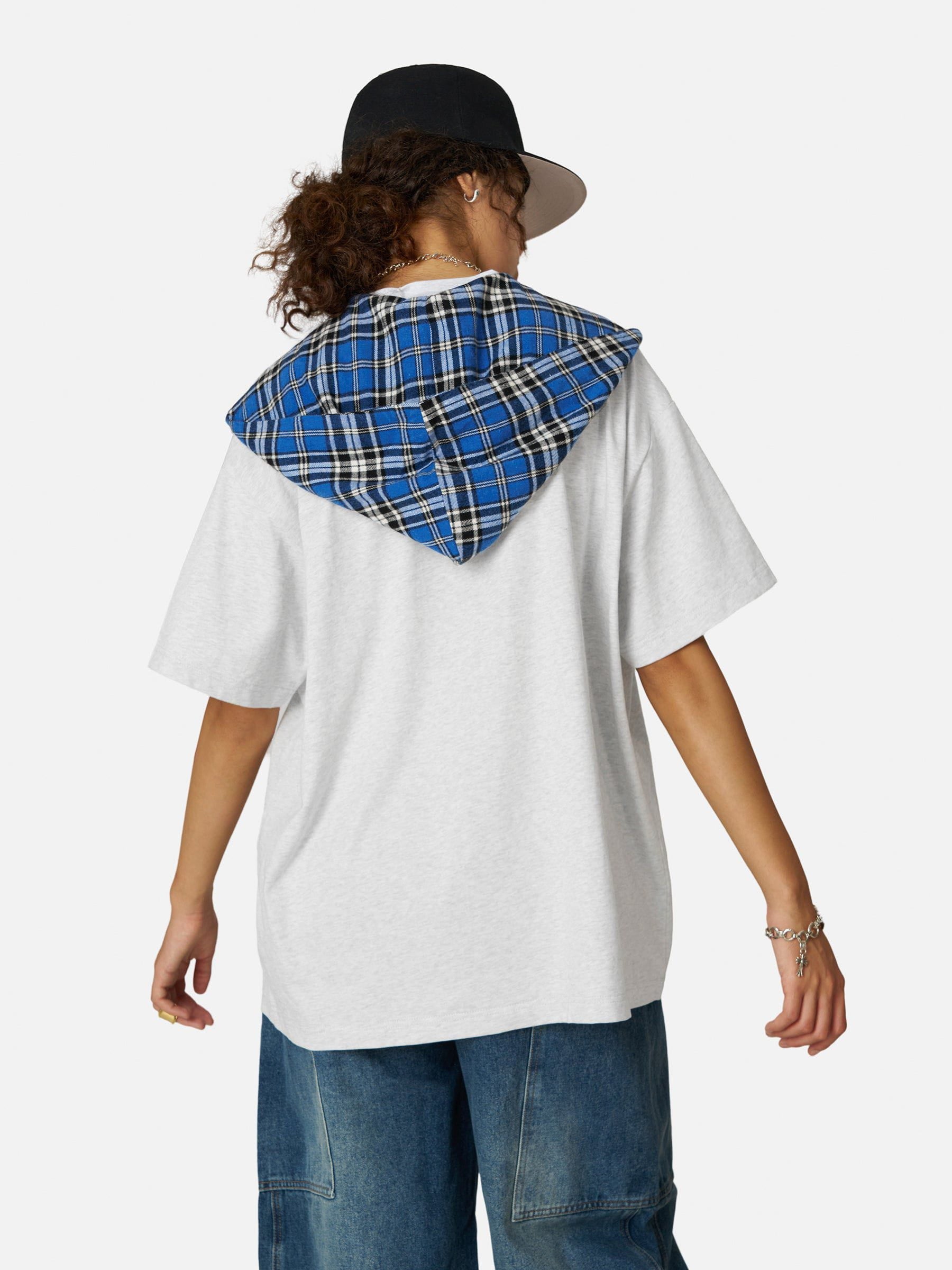 Alternative view of Aelfric Eden Plaid Detachable Hooded Tee