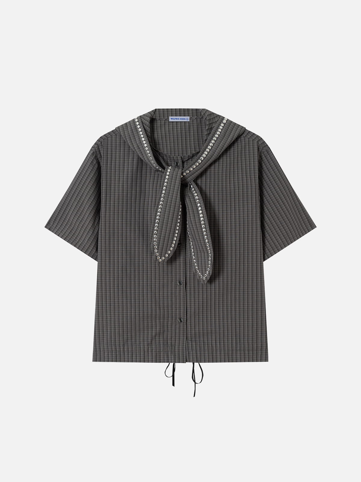 Aelfric Eden Boxy Scarf Tie Plaid Short Sleeve Shirt