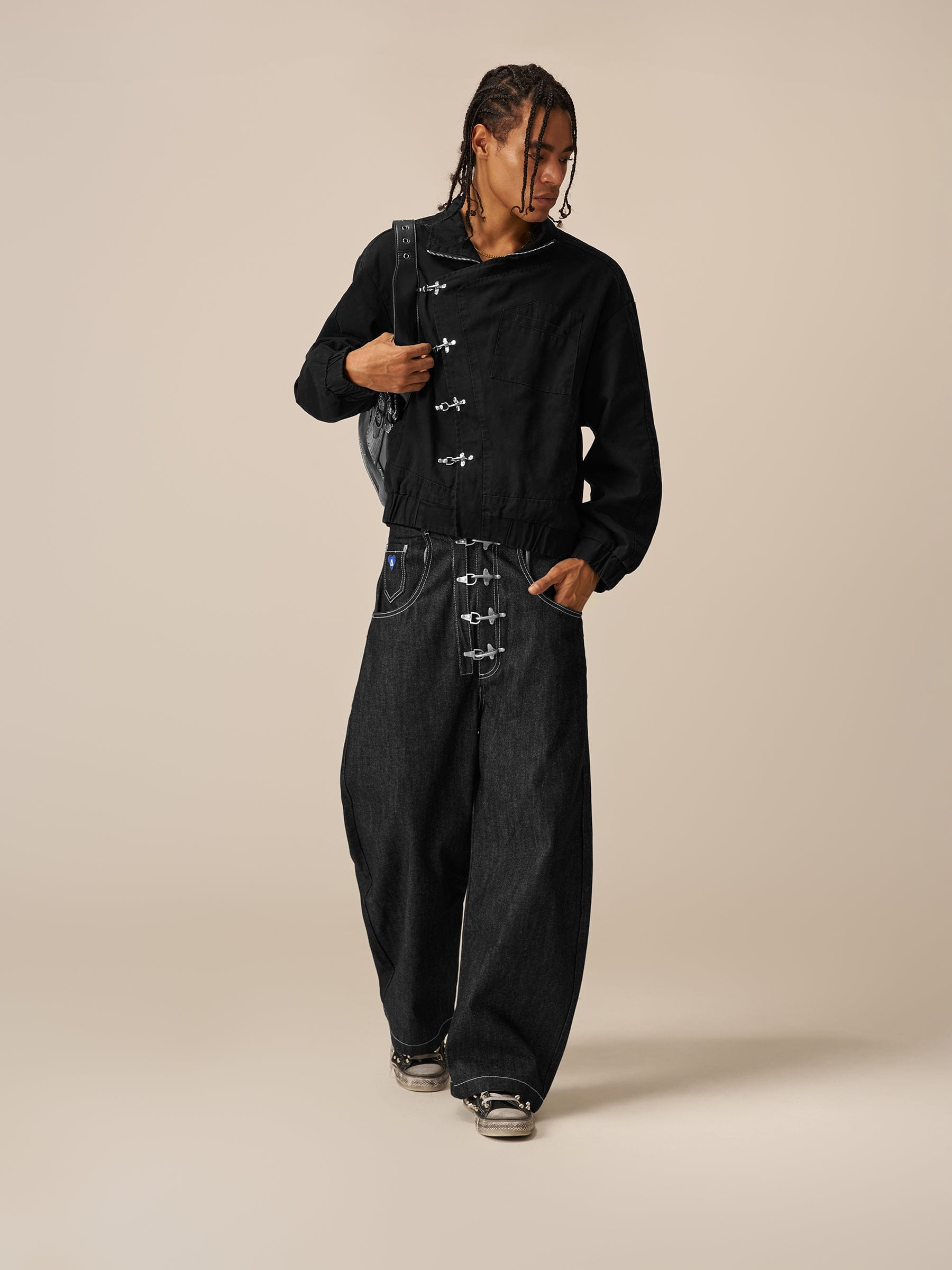 Alternative view of Aelfric Eden Metal Button Raw Baggy Barrel Jeans