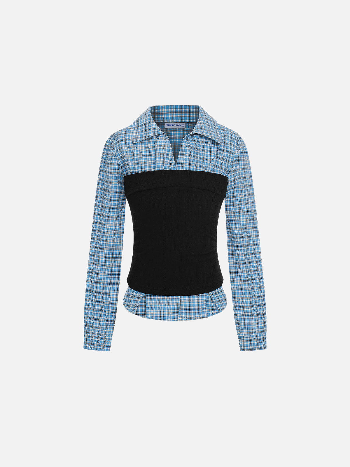Aelfric Eden Layered Plaid Panel Long Sleeve Shirt