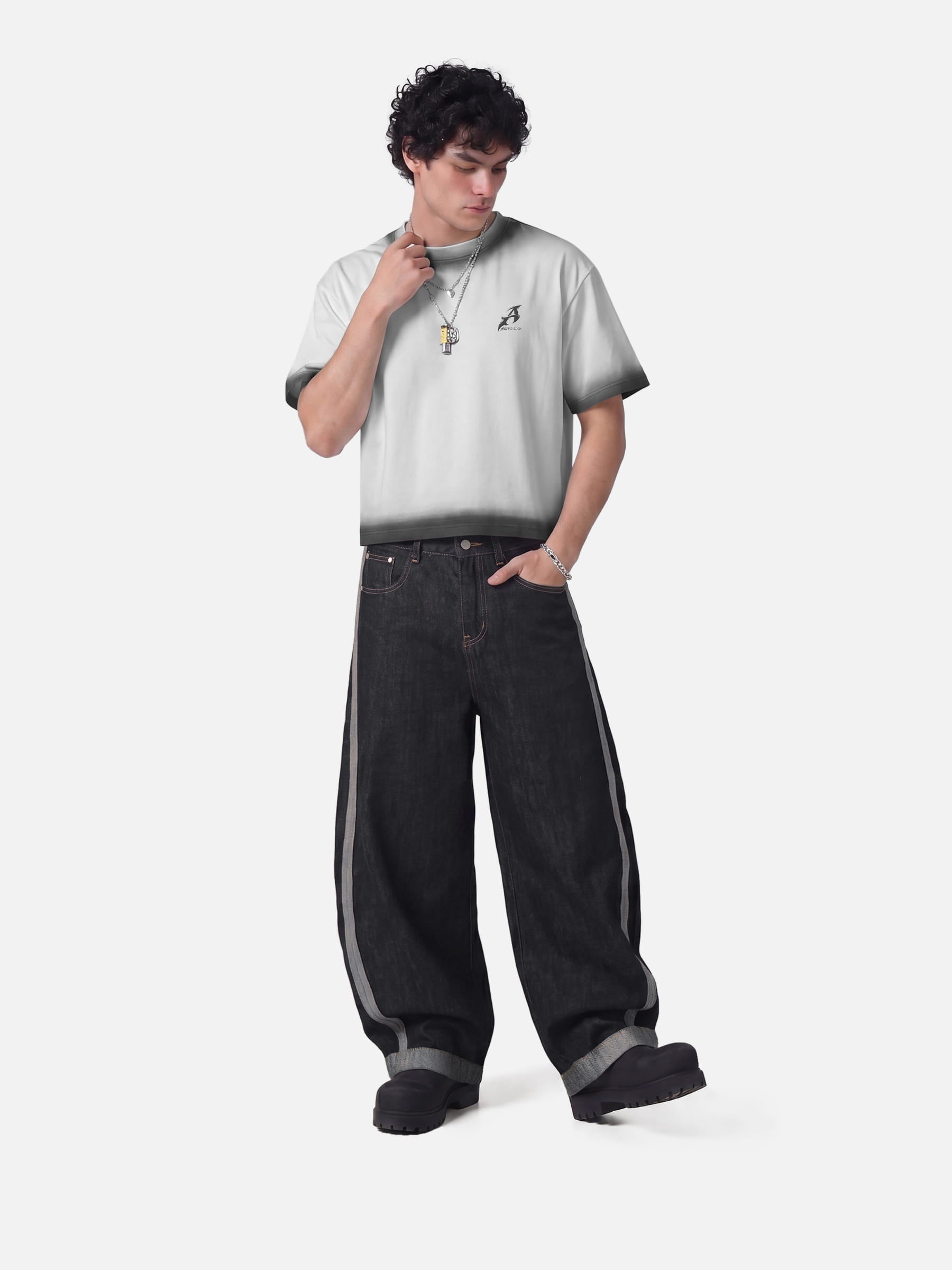 Aelfric Eden Contrast Turn-Up Baggy Jeans