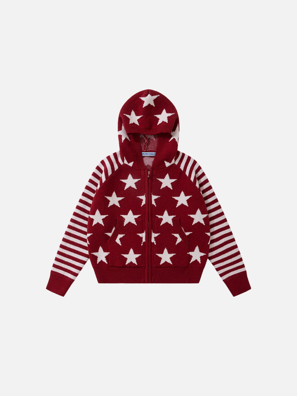 Alternative view of Aelfric Eden Boxy Star Pattern Knit Zip Up Hoodie