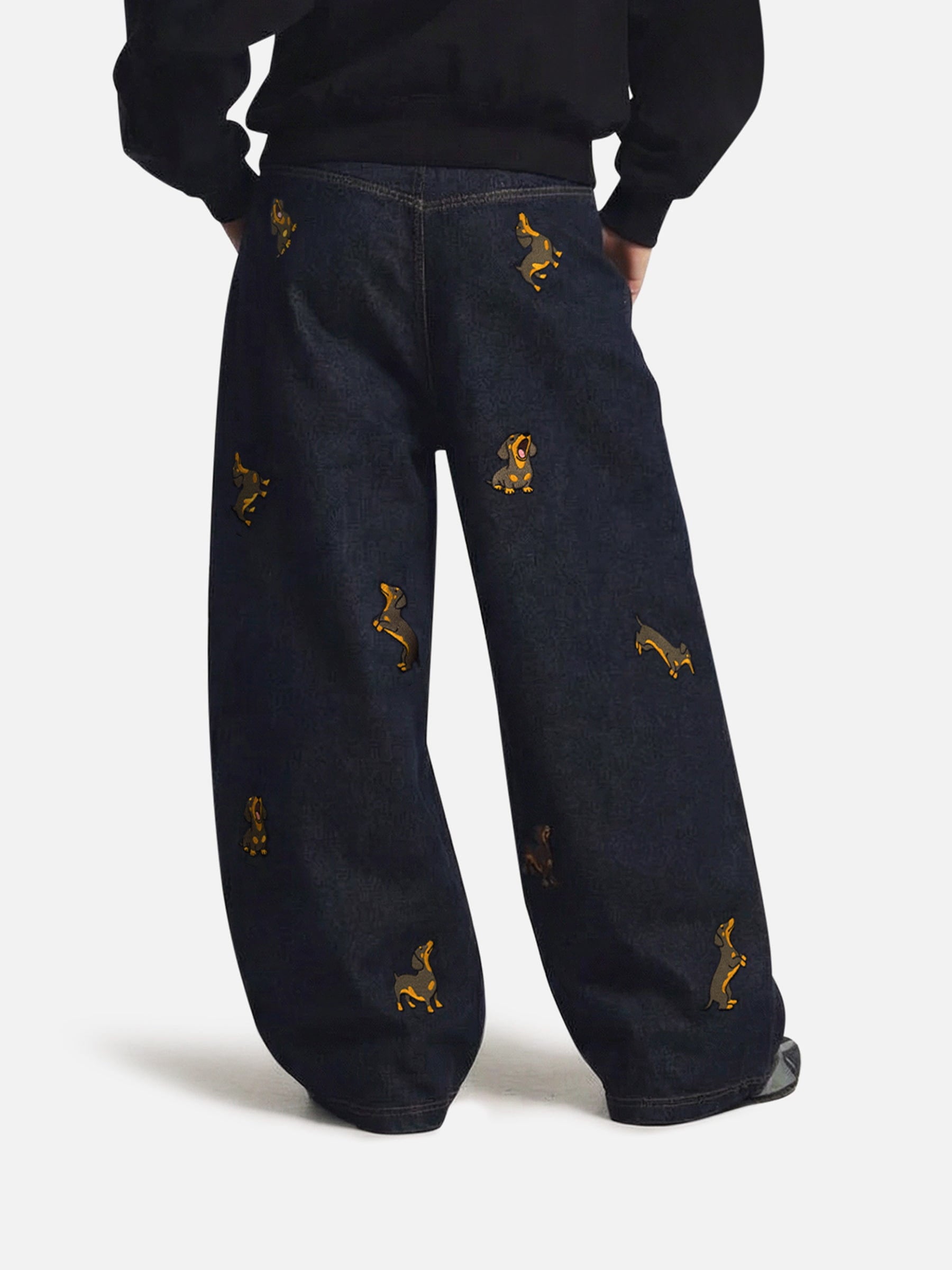 Alternative view of Aelfric Eden Dachshund Embroidered Baggy Jeans