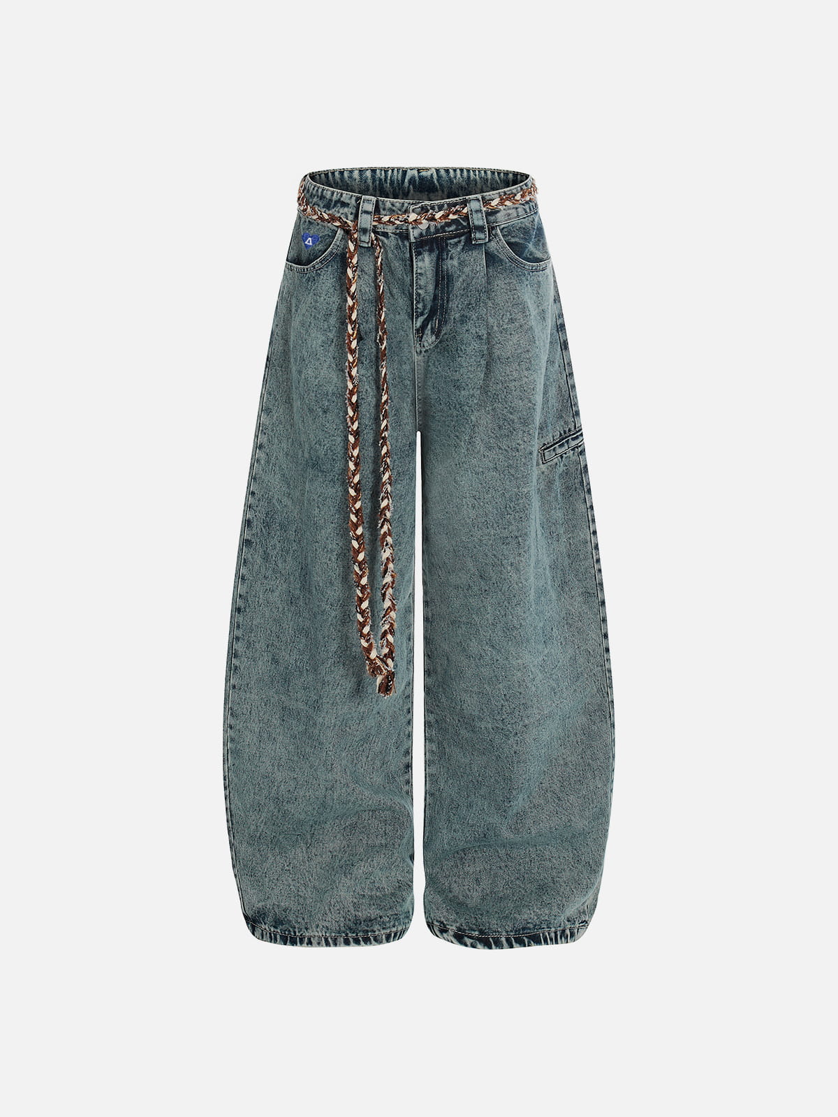 Aelfric Eden Washed Braided Belt Baggy Barrel Jeans