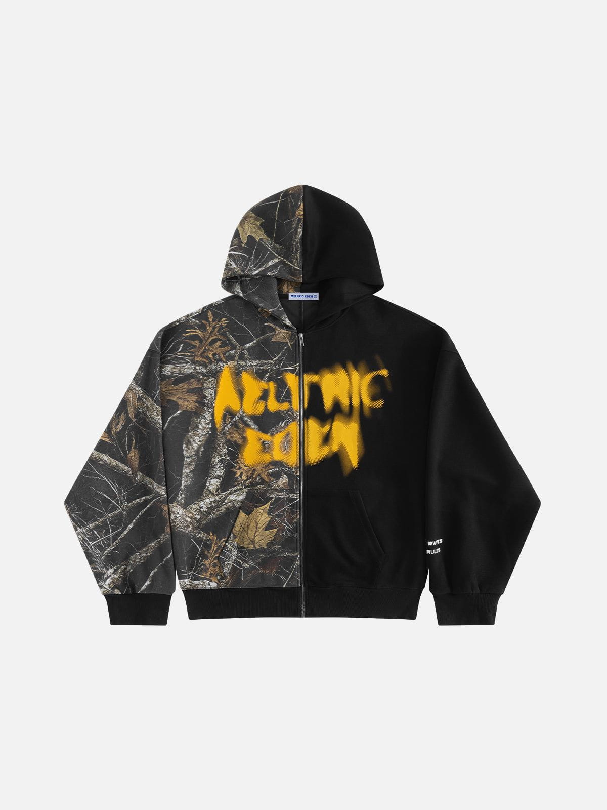 Alternative view of Aelfric Eden Leaf Camo Graffiti Patchwork Zip Up Hoodie