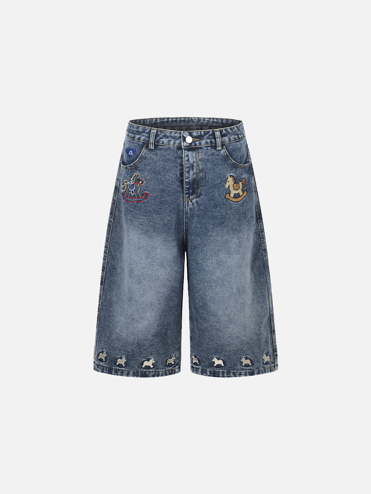 Aelfric Eden Horse Embroidery Longline Jorts