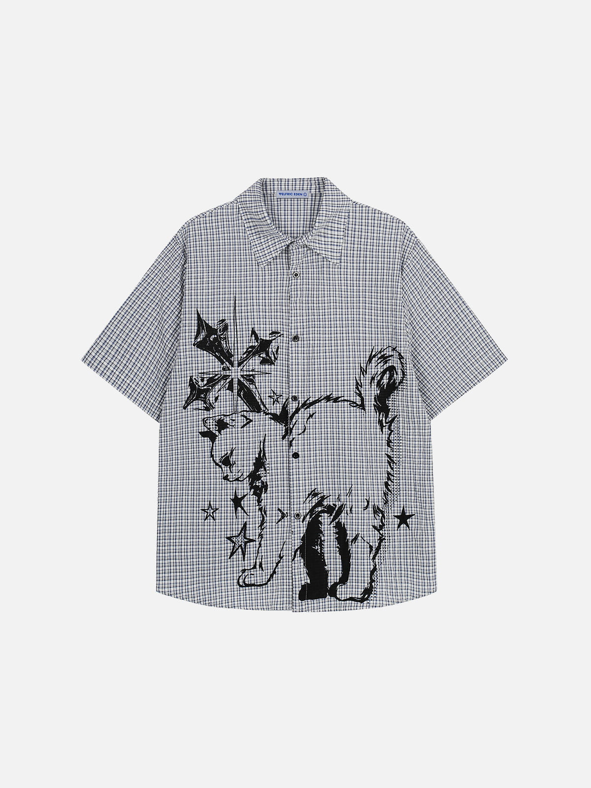 Alternative view of Aelfric Eden Cat Sketch Plaid Short Sleeve Shirt