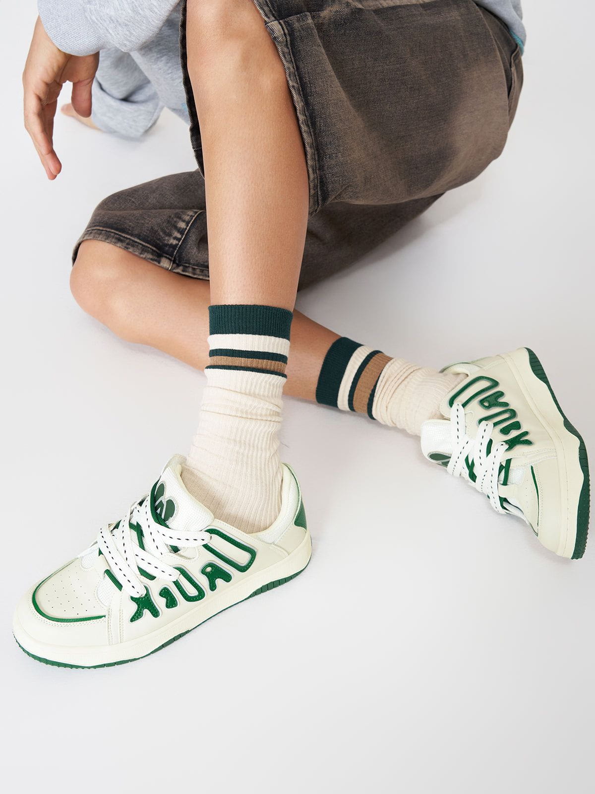 Alternative view of Starryclimb Double Lace Patchwork Skate Shoes