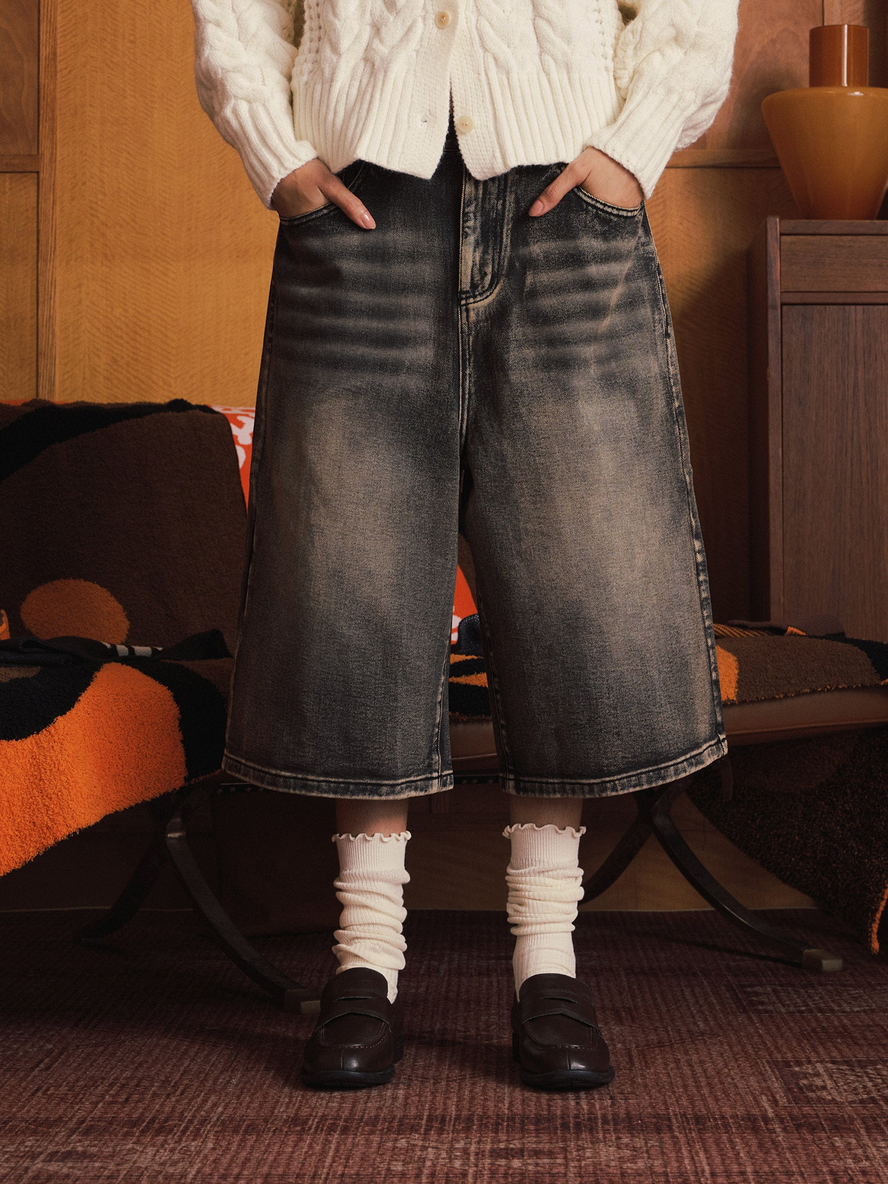 Alternative view of Aelfric Eden Vintage Washed Longline Jorts