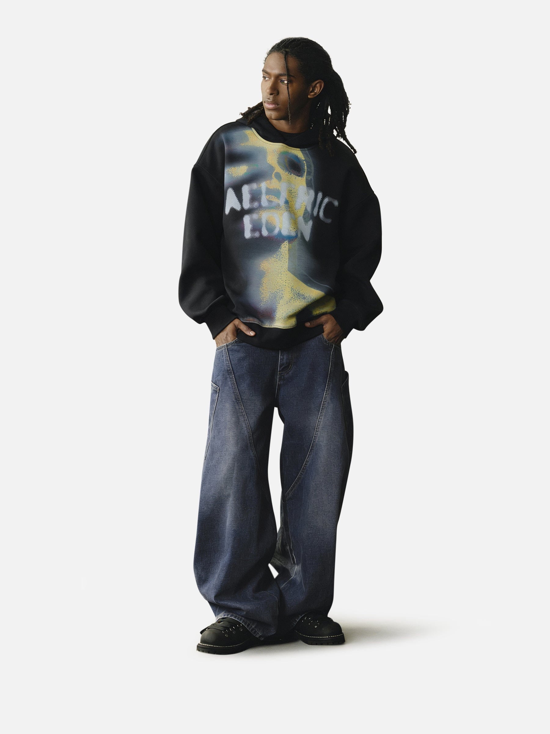 Aelfric Eden Oversized Thermal Pattern Pullover Hoodie