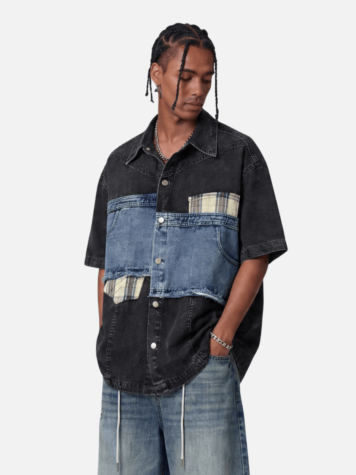 Aelfric Eden Denim Plaid Short Sleeve Shirt