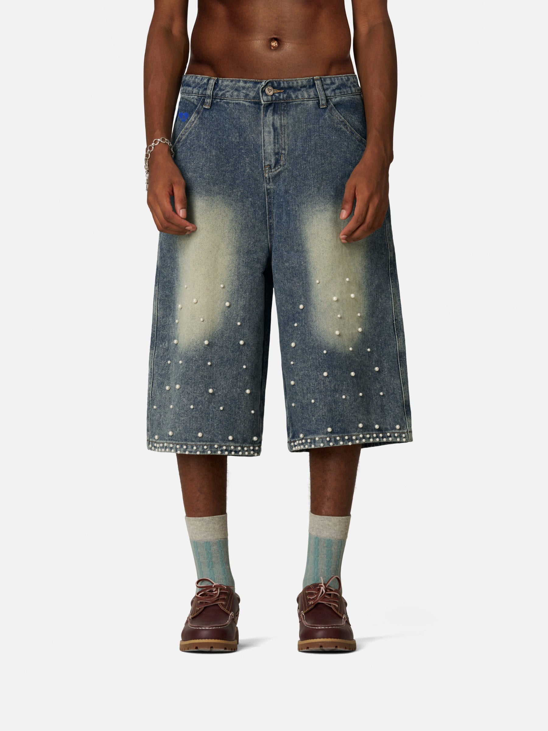 Alternative view of Aelfric Eden Pearl Embellished Baggy Longline Jorts