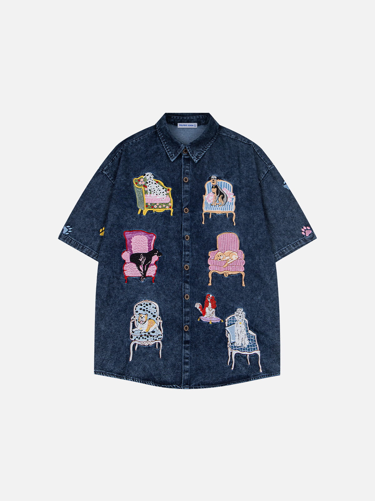 Aelfric Eden Dog Embroidery Short Sleeve Shirt