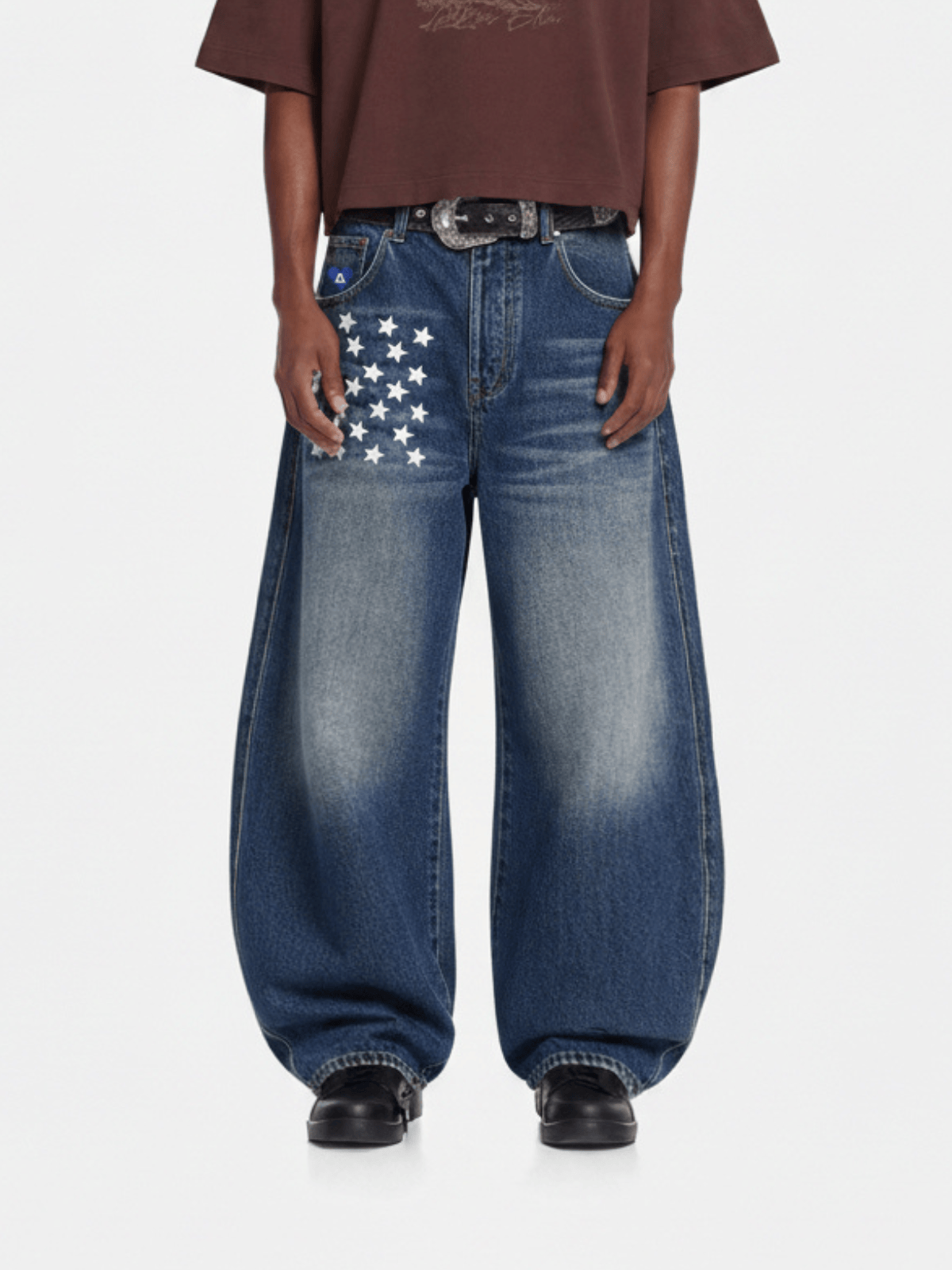 Aelfric Eden Star Print Baggy Barrel Jeans