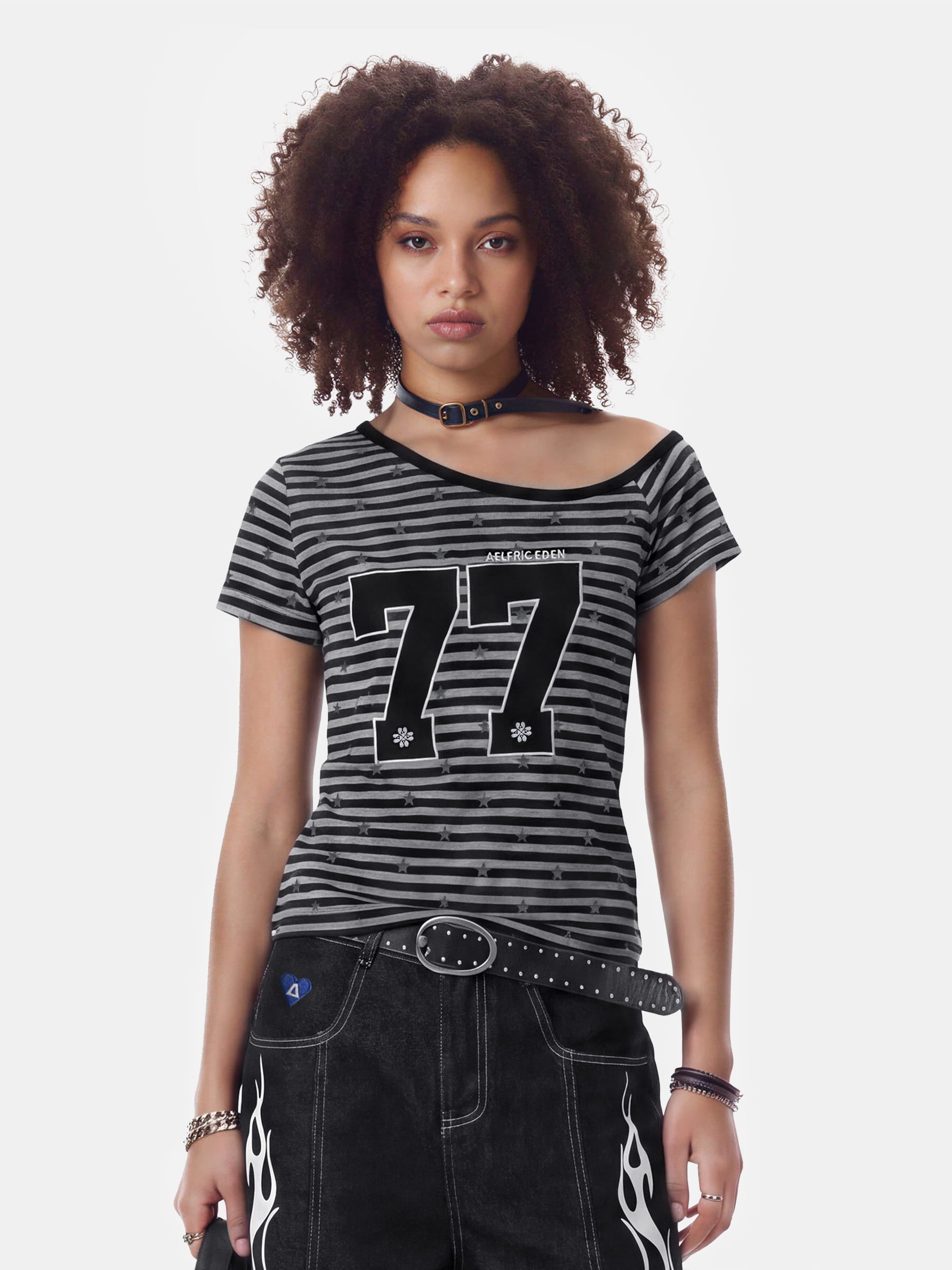 Aelfric Eden Stripe Star Off-The-Shoulder Tee