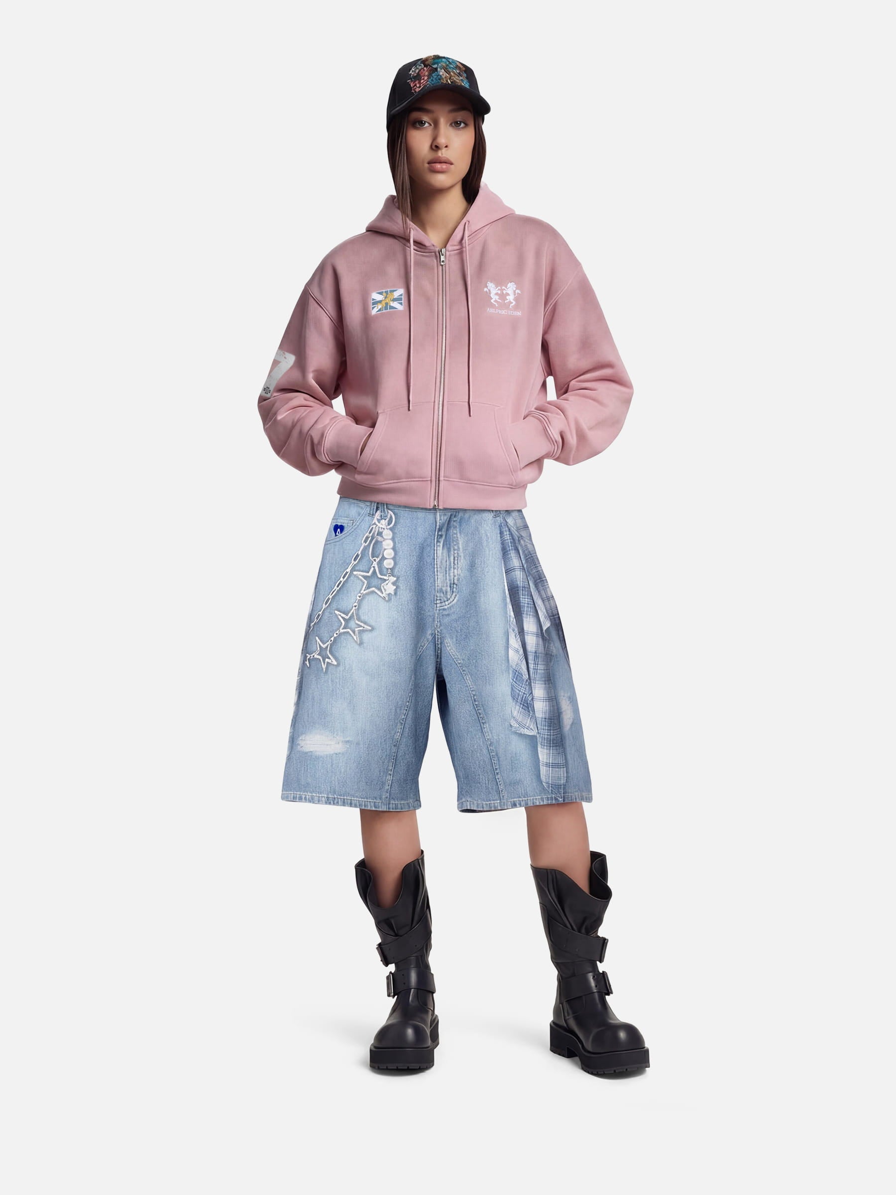 Aelfric Eden Plaid Panel Chain Jorts