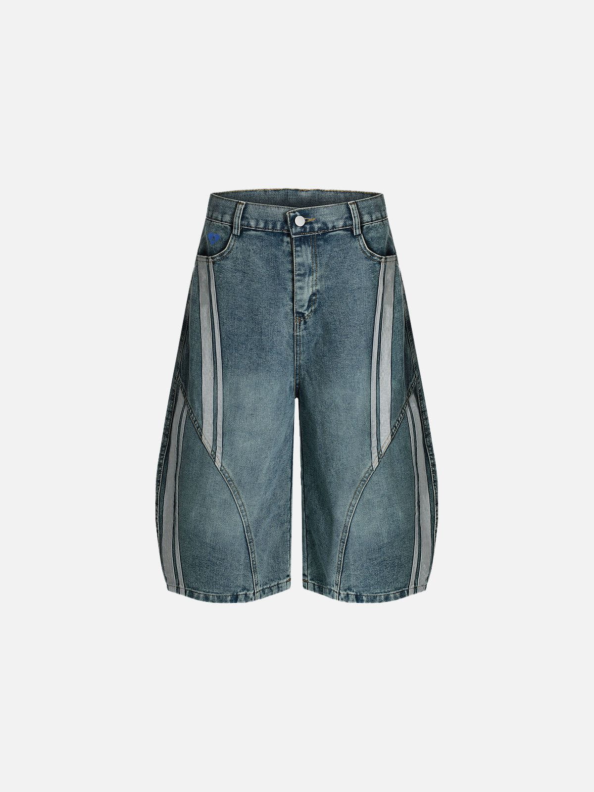 Alternative view of Aelfric Eden Stripe Deconstruction Barrel Longline Jorts