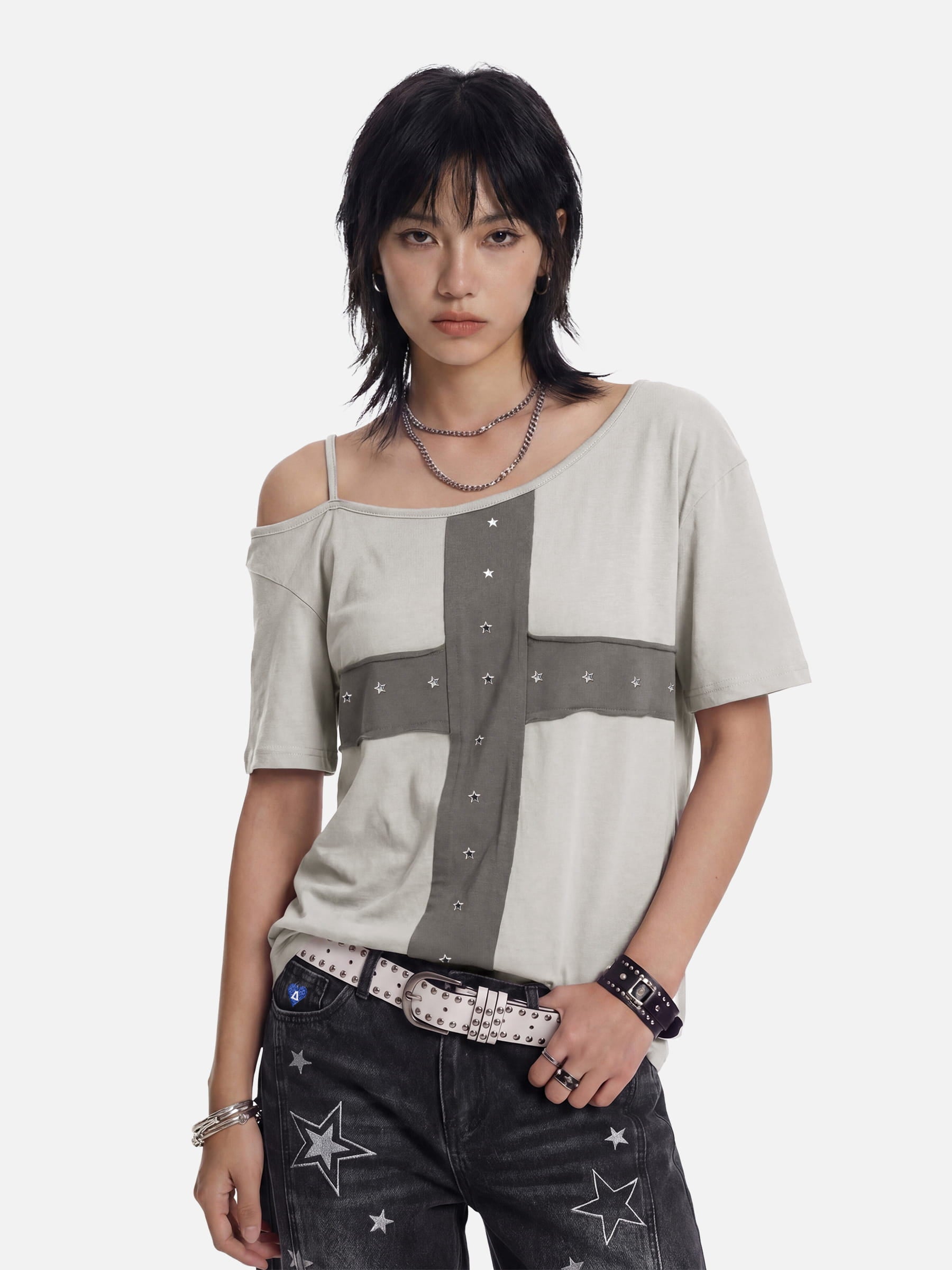 Aelfric Eden Star Panel Off-The-Shoulder Tee