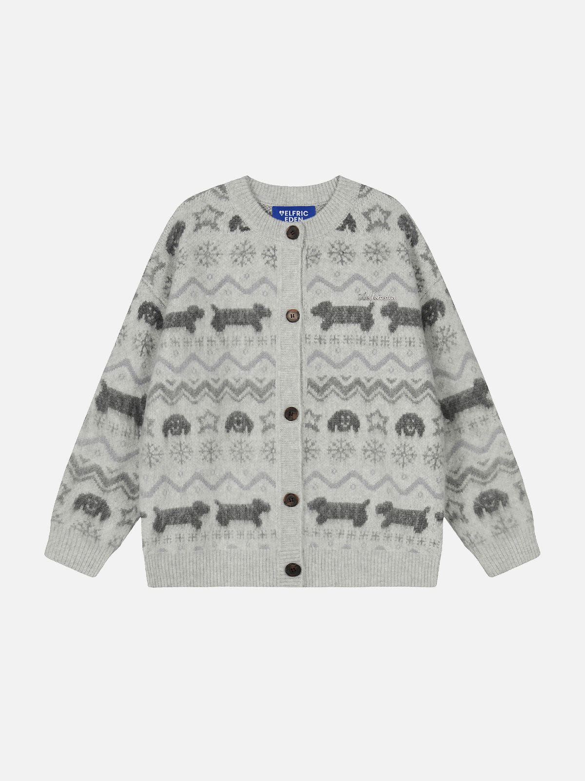 Aelfric Eden Dog Fair Isle Jacquard Cardigan
